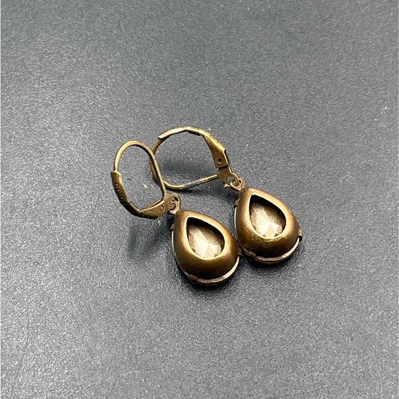 Liz Palacios Signed Swarovski Champagne Topaz Teardrop Crystal Leverback Earring - Picture 7 of 7